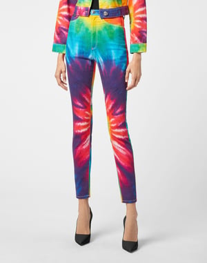 Superhög midja med tie dye-mönster