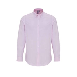 Premier Heren Gestreept Oxford Overhemd Met Lange Mouwen (Wit/Roze)