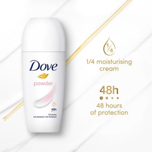 Dove Powder Roll On Anti-Perspirant up to 48H Sweat & Odour Protection, 3x50ml