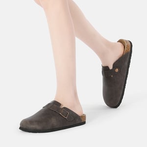 EVER AU Dam Pintail Läder Comfort Clog Sandaler - Brunt Oljat Läder