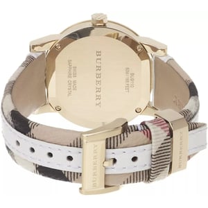 Burberry BU9110 Leer Wit Groot Ruit Vrouwenhorloge