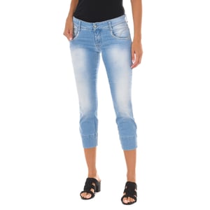 Women's worn-effect pirate pants made of elastic fabric 10DB50294