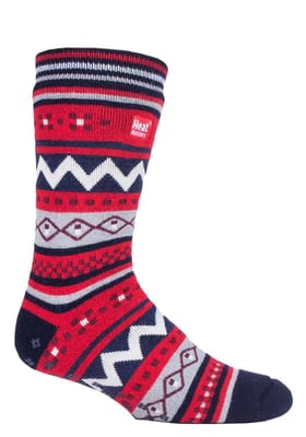 Mens Nordic Patterned Non Slip Thermal Slipper Socks with Grippers