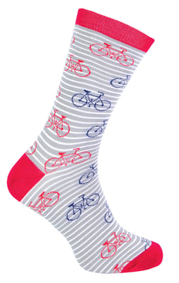 Mr Heron - Mens Bamboo Socks | Novelty Funky Socks | Patterned Argyle Striped Socks | Breathable Soft | Gifts for Him - Bike (Grey)