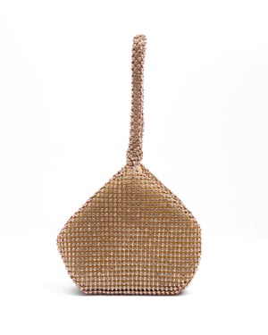 Where's That From Womens Diamante Mini Chainmail Pouch Bag In Rose Gold