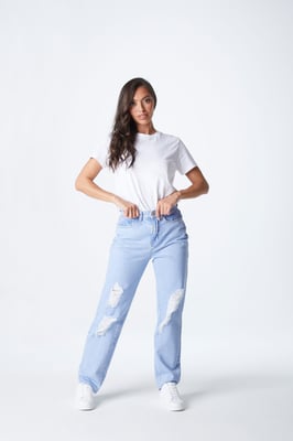 Blue Ripped Mom Jeans
