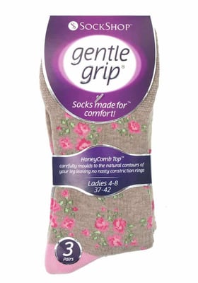 Gentle Grip - 6 Pairs Ladies Gentle Grip Non Elastic Socks - GG33