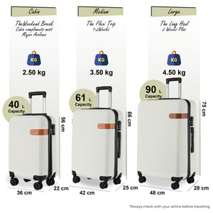 Hardshell Cream Cabin Suitcase Set Robust ABS Lightweight Luggage Holiday Bag