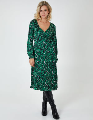 Draped Waist Wrap Dress