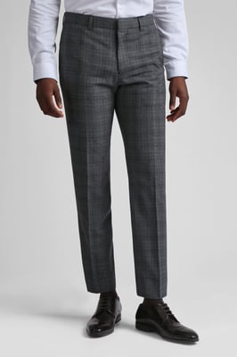 Zion Charcoal Text Check Slim Trousers
