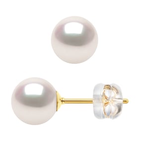 DIADEMA - Earrings - Yellow Gold and Japanese Akoya Cultured Pearl