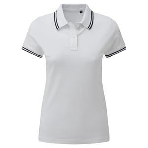 Asquith & Fox Womens/Ladies Classic Fit Tipped Polo (White/Navy)