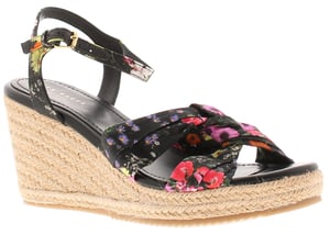 Ted Baker Womens Sandals Cardima Espadrille Wedge Floral Printed Black