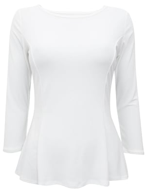 Ivory Jersey 3/4 Sleeve Peplum Top