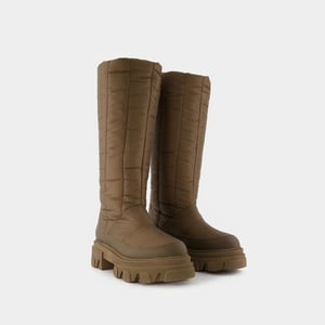 Höga pufferstövlar i Khaki Poly