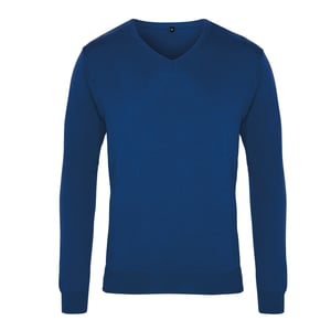 Premier Heren Gebreid Katoen Acryl V Hals Sweatshirt (Koningsblauw)
