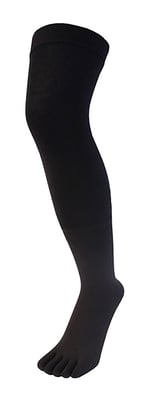TOETOE - Mens & Ladies Essential Moisture Wicking Cotton Over Knee Toe Socks - Black