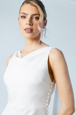Chiffon Cowl Back Detail Wedding Dress