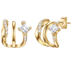 Stud earring sterling silver yellow gold zirconia white Glanzstücke München