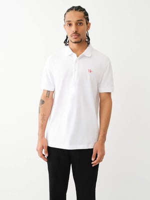 Relaxed Buddha Patch Polo in White