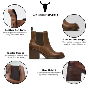Windsor Smith Dames Tan Classic Leren Platform Enkel Chelsea Laarzen - Varsity