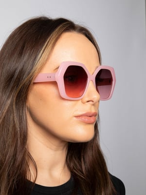 Oversized Rounded Angular Sunglasses in Pink