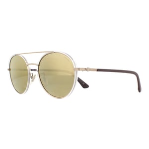 Polis Runda Herr Solglasögon Light Gold Crystal Grey Brown Gold Mirror