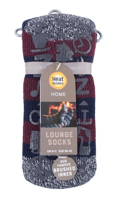 HEAT HOLDERS - Mens Striped Fleece Lined Non Slip Thick Slipper Socks