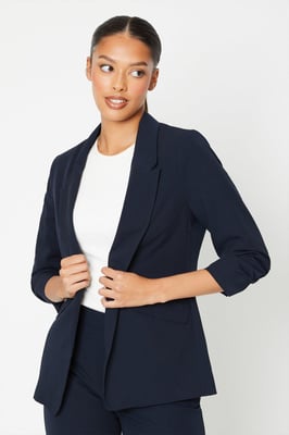 Ruched Sleeve Blazer