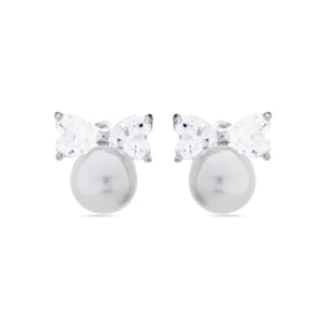 Luxenter Theria 925 Sterling Zilver en Witte Parel Gerhodineerd Oorbellen