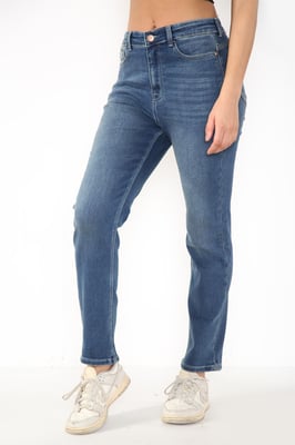 Ladies Magic Shaping High Waisted Straight Leg Jeans in Blue