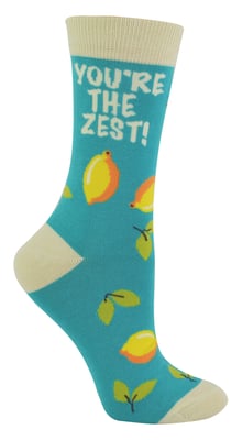 Women's Novelty Funny Fruit Socks | Miss Sparrow | Funky Watermelon Avocado Lemons Design Bamboo Socks - Lemon (Turquoise)