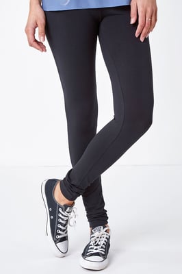 Stretch Plain Elastic Waist Leggings