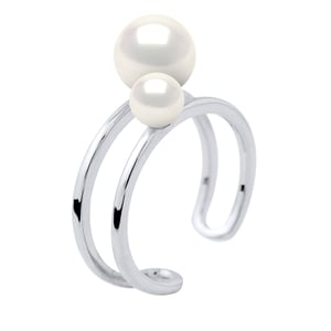 Ring DUO Beads Freshwater 5 en 8 mm White 925