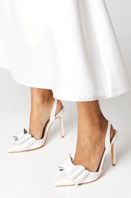 Tamara Bridal Satin Bow Sling Back Stiletto Court Shoes