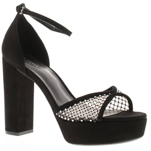 Ted Baker Womens Heels Bexins Suede Leather Platform Block Heel Peep Toe Black
