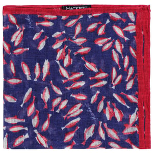 Hackett London Linnen Bedrukte Koivissen Heren Navy/Rood Hank Zakdoeken