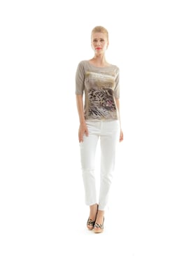 Animal Print & Solid Colour Top