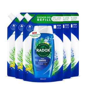 Radox Mineral Therapy 2-in-1 Shower Gel Refill Pouch Feel Awake 500ml, 5 Pack