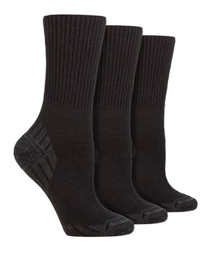 3 Pack Diabetic Walking Socks for Mens | IOMI FOOTNURSE | Extra Wide Soft Top Seamless Hiking Socks - Black