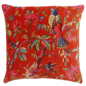 Paoletti Paradise Tropical Velvet Square Feather Filled Cushion