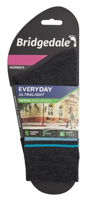 Bridgedale - Womens Liner Base Layer Merino Socks - Dk Grey / Blue