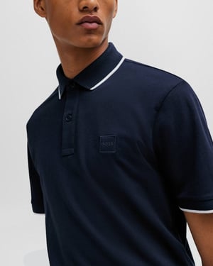 BOSS Orange Passertip Mens Short Sleeve Polo Shirt With Tipped Collar