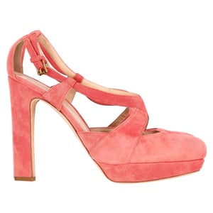 Jil Sander Korsrem Chunky Heel Plattform Pumps i Koralmocka