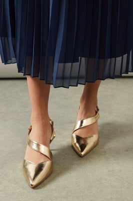 Wide Fit Evelyn Asymmetric Slingback Kitten Heel Court Shoes