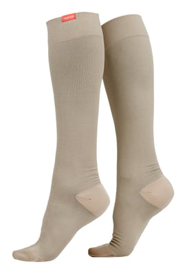 VIM&VIGR - Wide Calf Graduated Compression Socks 15-20 mmhg Moisture Wicking Nylon for Men & Women - Cashew