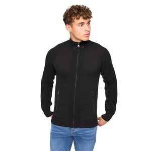 Crosshatch Mens Birchin stickad jumper med full dragkedja (svart)