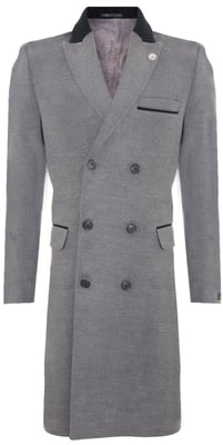 Herr 3/4 Lång Dubbelknäppt Grå Crombie Överrock Ullrock Peaky Blinders