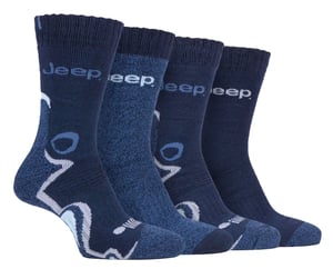 JEEP - 4 Pairs Mens Anti Blister Thick Cushioned Luxury Boot Socks