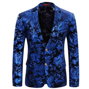 Snygg blå Blazer Klänning Blommig Blazer